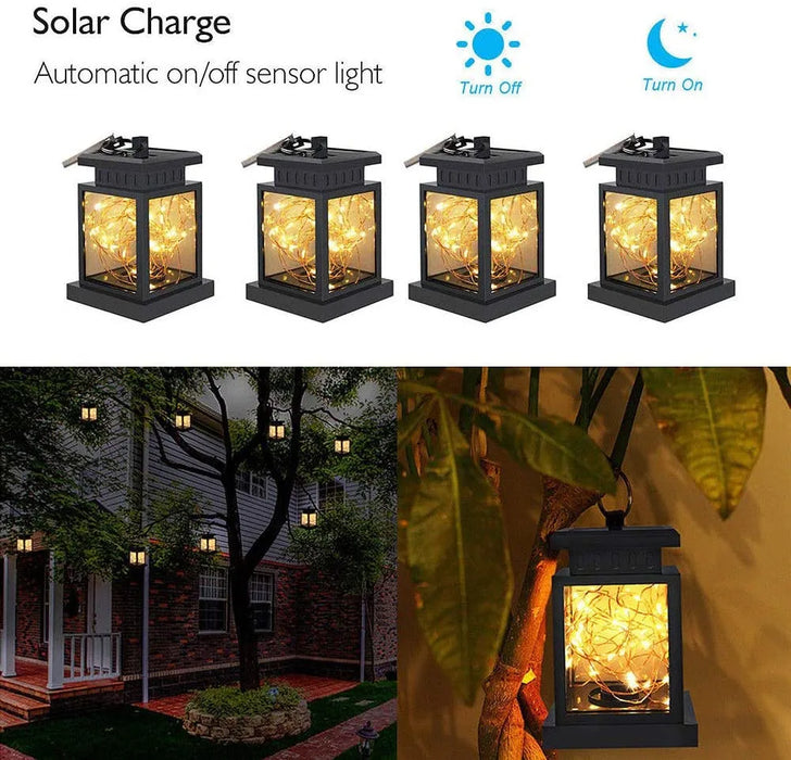 Solar Lantern Hanging Garden Light With LED String Lights Outdoor Candle Lantern Light Waterproof For Christmas Party Decoration