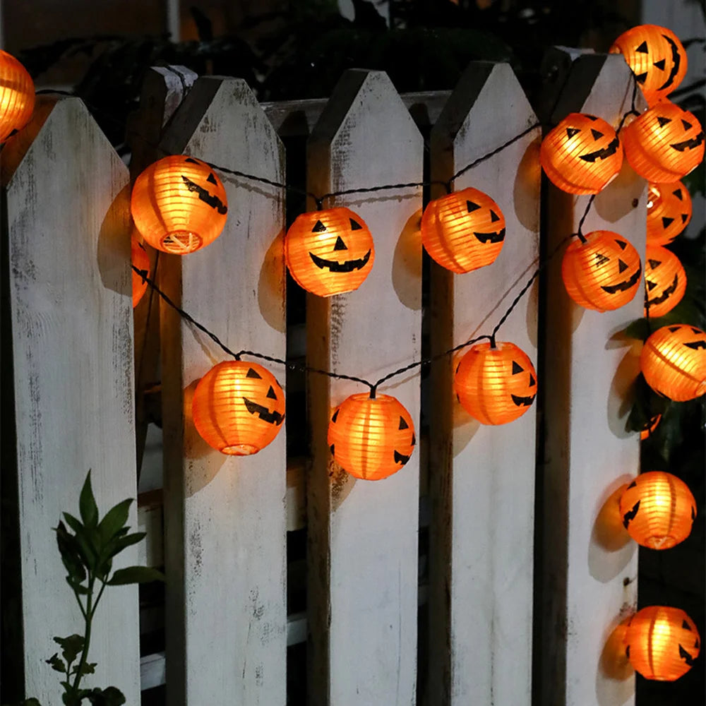 10/20/30 LEDs Solar Halloween Pumpkin String Lights Waterproof Outdoor Decor Fairy Lights Christmas Orange Pumpkin Lantern Lamp