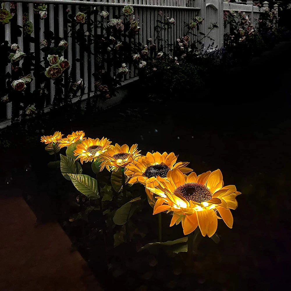 Solar Sunflowers Outside Garden Lawn Light IP65 Waterproof Solar Flowers Pathway Light for Patio Yard Wedding Holiday Decoration