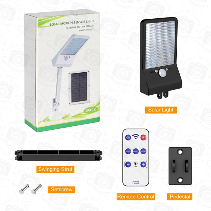 QLTEG 48 LED 800 LM Outdoor Solar Power Street Wall Lamp PIR Motion Sensor Garden Security Waterproof remote control solar light