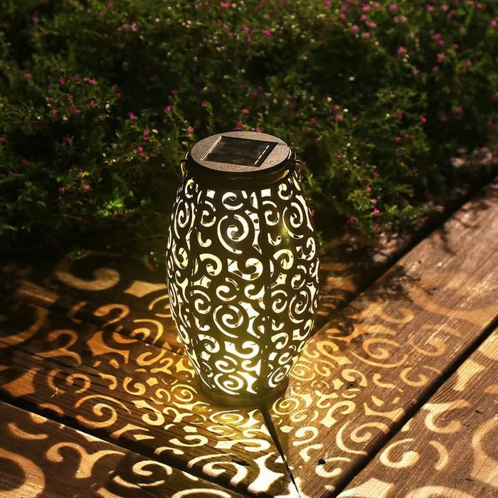 Solar LED Light Outdoor Hanging Lantern Garden with Handle Retro Metal Waterproof Patio Yard Pathway Decorative for Christmas