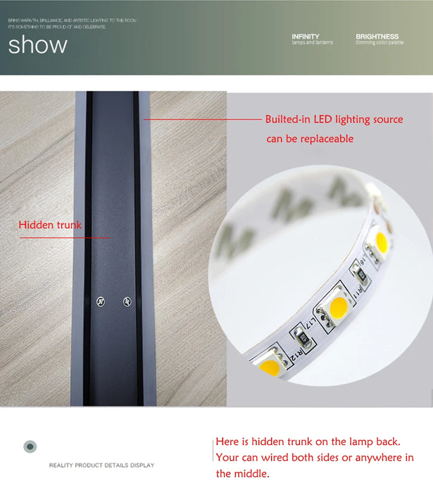 Modern Waterproof outdoor Long Strip LED wall lamp IP65 Aluminum Wall Light Garden porch Sconce Light 110V 220V Sconce Luminaire
