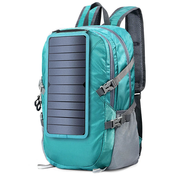 Solar Backpack Foldable Hiking Daypack With 5V Power Supply 6.5W Solar Panel Charge For Cell Phones