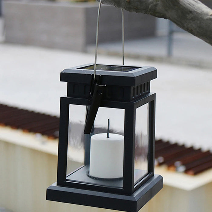 Retro Lantern Candle Twinkle Light Solar Powered Lamp Waterproof Outdoor Garden Decoration Light Warm Flame Flashing Tea Light