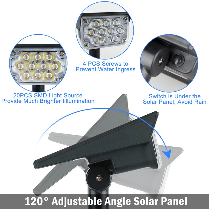 4pcs Solar Spotlight Outdoor Garden Wall Lamp for Tree Street Decor IP65 Waterproof LED Green Landscape Countyard Solar Light