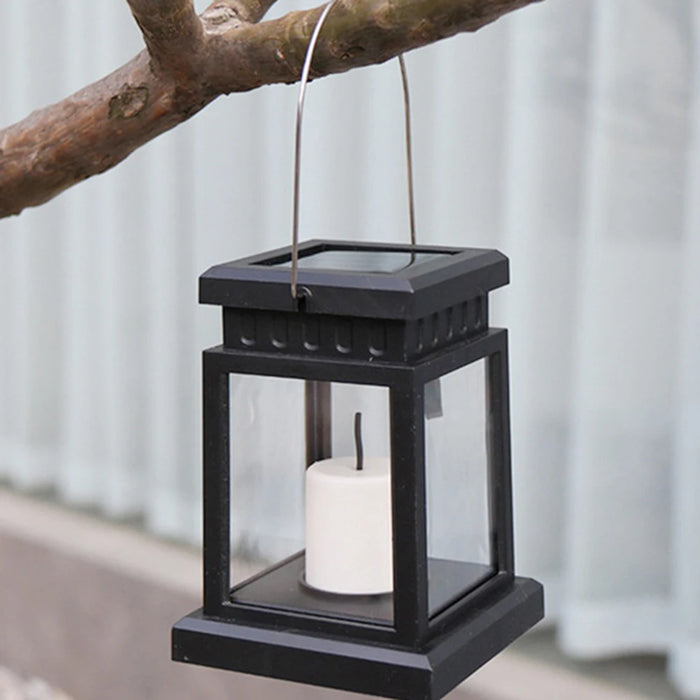 Retro Lantern Candle Twinkle Light Solar Powered Lamp Waterproof Outdoor Garden Decoration Light Warm Flame Flashing Tea Light