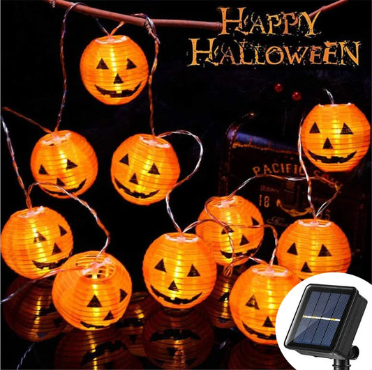 10/20/30 LEDs Solar Halloween Pumpkin String Lights Waterproof Outdoor Decor Fairy Lights Christmas Orange Pumpkin Lantern Lamp