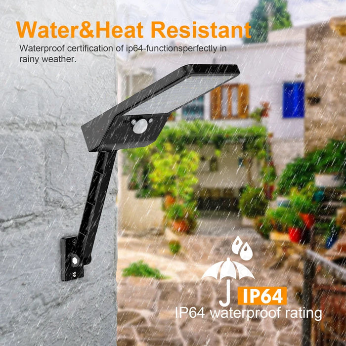 QLTEG 48 LED 800 LM Outdoor Solar Power Street Wall Lamp PIR Motion Sensor Garden Security Waterproof remote control solar light