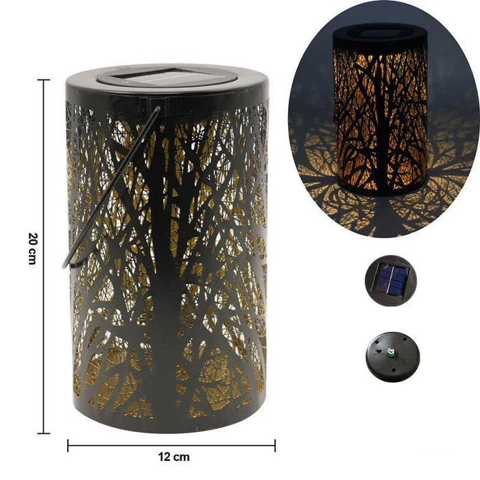 Solar LED Light Outdoor Hanging Lantern Garden with Handle Retro Metal Waterproof Patio Yard Pathway Decorative for Christmas