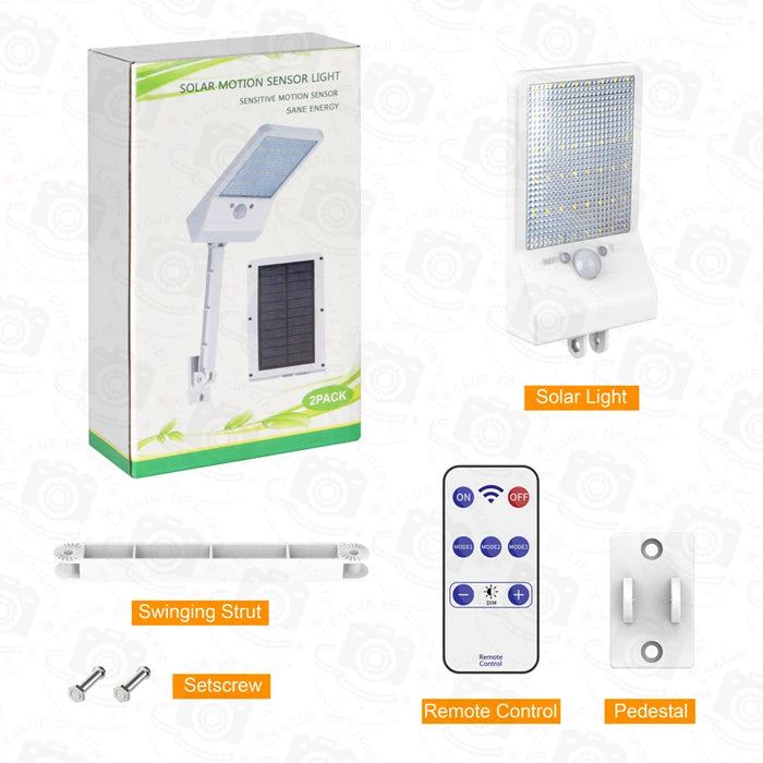 QLTEG 48 LED 800 LM Outdoor Solar Power Street Wall Lamp PIR Motion Sensor Garden Security Waterproof remote control solar light