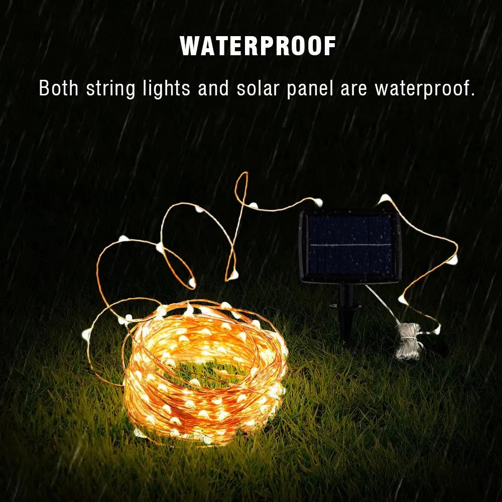 Solar String Fairy Lights 12m 100LED / 32M 300 LED  Waterproof Outdoor Garland Solar Power Lamp Christmas For Garden Decoration