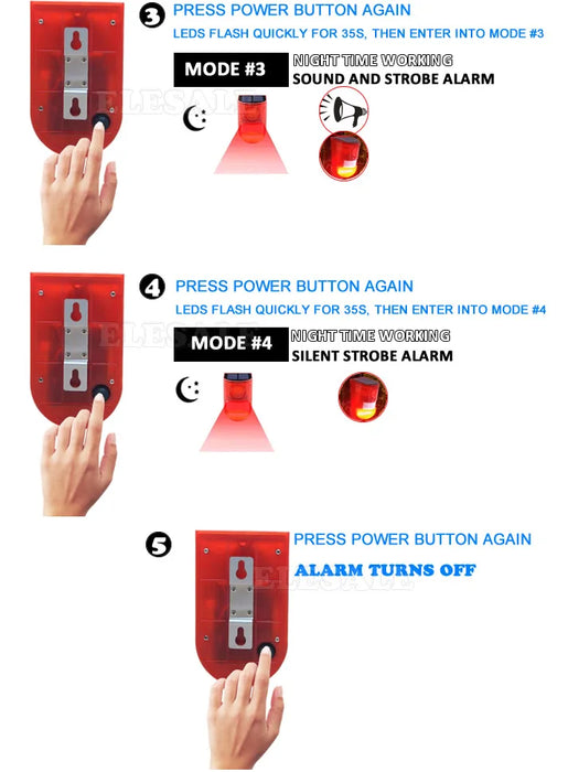 New Solar Infrared Motion Sensor Alarm With 110db Siren Strobe Light For Home Garden Carage Shed Carvan Security Alarm System