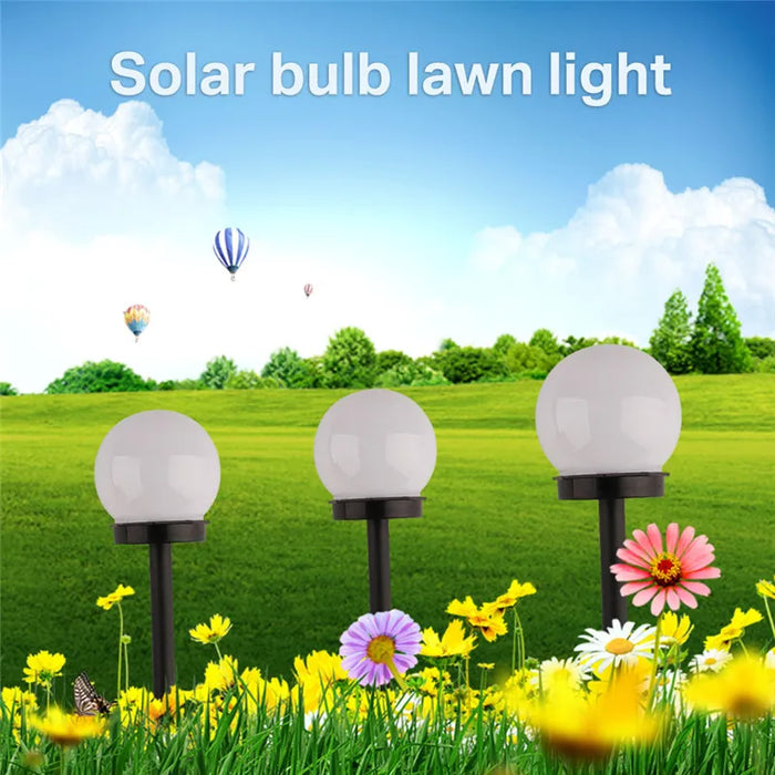 Solar LED Garden Round Ball Bulb Light Outdoor Waterproof Landscape Villa Lawn Light Ground Plug Light Garden Decorative Lantern
