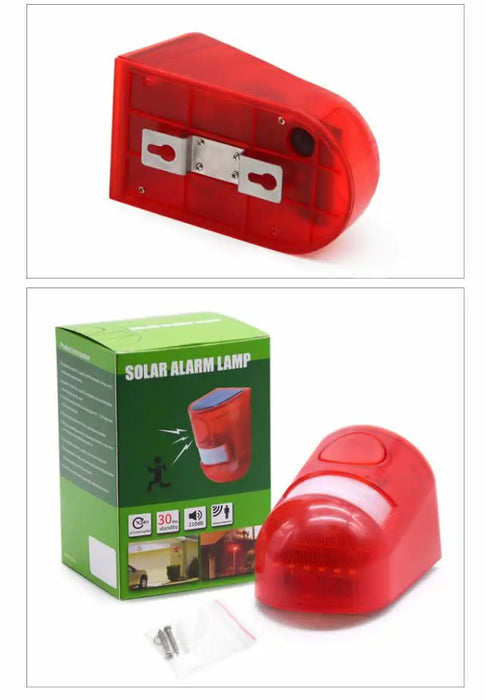 New Solar Infrared Motion Sensor Alarm With 110db Siren Strobe Light For Home Garden Carage Shed Carvan Security Alarm System