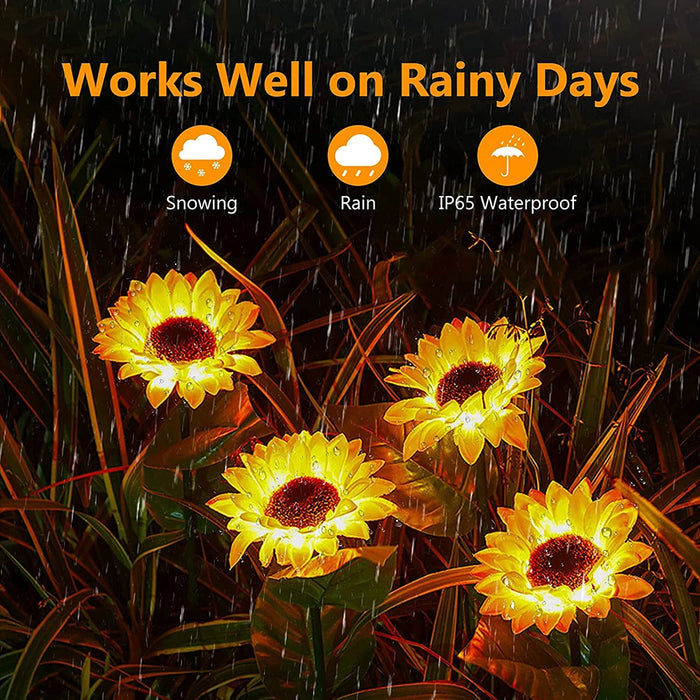 Solar Sunflowers Outside Garden Lawn Light IP65 Waterproof Solar Flowers Pathway Light for Patio Yard Wedding Holiday Decoration