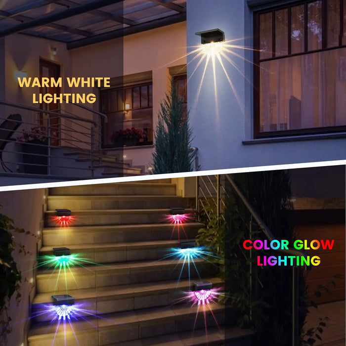 Solar Fence Lights Outdoor Waterproof Color Glow And Warm White Acrylic Led Powered Deck Post Cap Patio Yard Decorative Lamp