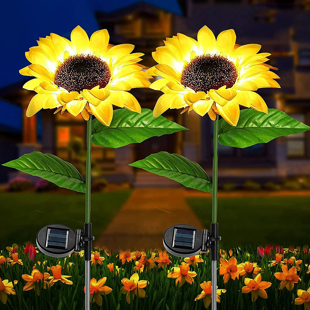 Solar Sunflowers Outside Garden Lawn Light IP65 Waterproof Solar Flowers Pathway Light for Patio Yard Wedding Holiday Decoration
