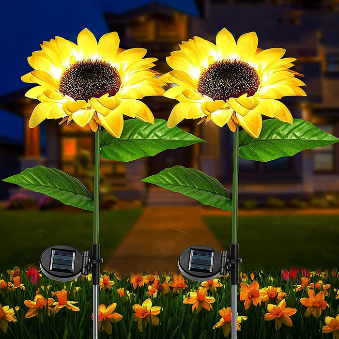 Solar Sunflowers Outside Garden Lawn Light IP65 Waterproof Solar Flowers Pathway Light for Patio Yard Wedding Holiday Decoration