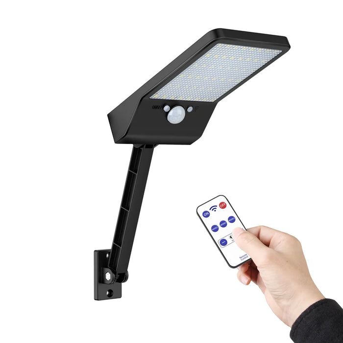 QLTEG 48 LED 800 LM Outdoor Solar Power Street Wall Lamp PIR Motion Sensor Garden Security Waterproof remote control solar light
