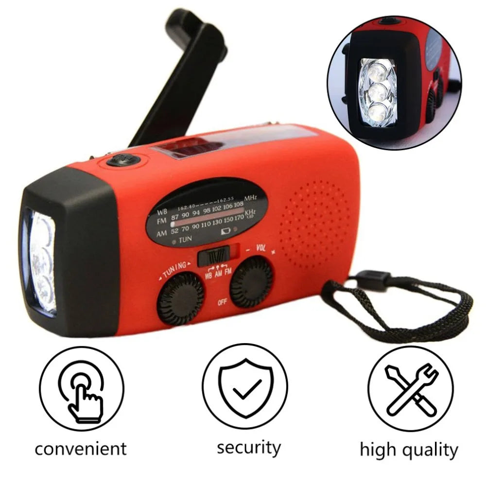 AM/FM/NOAA Emergency Weather Radio Hand Crank Solar Weather Radio Portable Power Bank with Solar Charging Battery