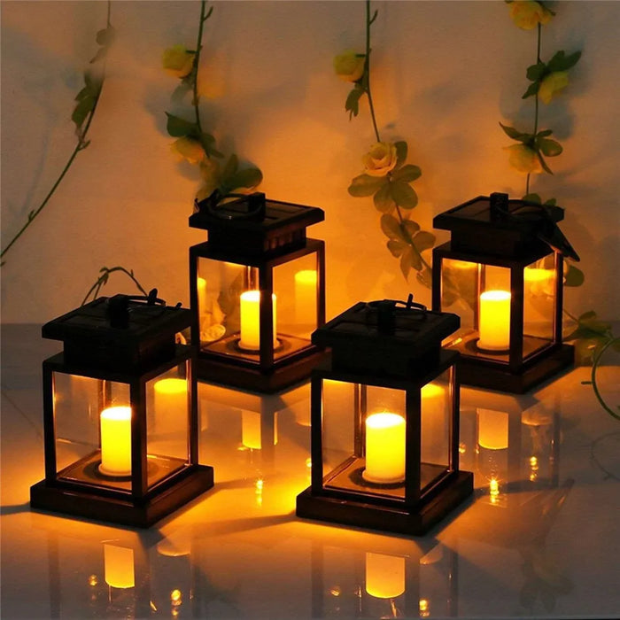Solar Lantern Hanging Garden Light With LED String Lights Outdoor Candle Lantern Light Waterproof For Christmas Party Decoration