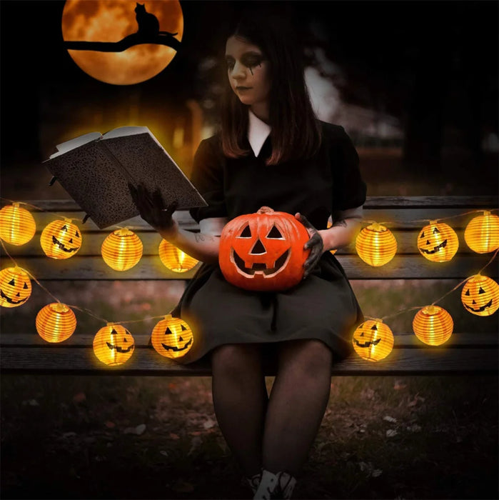 10/20/30 LEDs Solar Halloween Pumpkin String Lights Waterproof Outdoor Decor Fairy Lights Christmas Orange Pumpkin Lantern Lamp