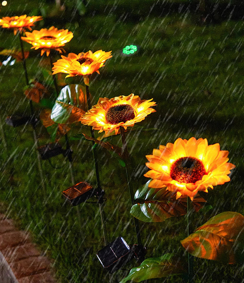 Solar Sunflowers Outside Garden Lawn Light IP65 Waterproof Solar Flowers Pathway Light for Patio Yard Wedding Holiday Decoration