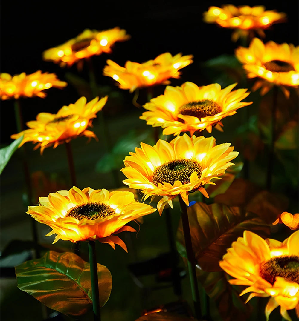 Solar Sunflowers Outside Garden Lawn Light IP65 Waterproof Solar Flowers Pathway Light for Patio Yard Wedding Holiday Decoration