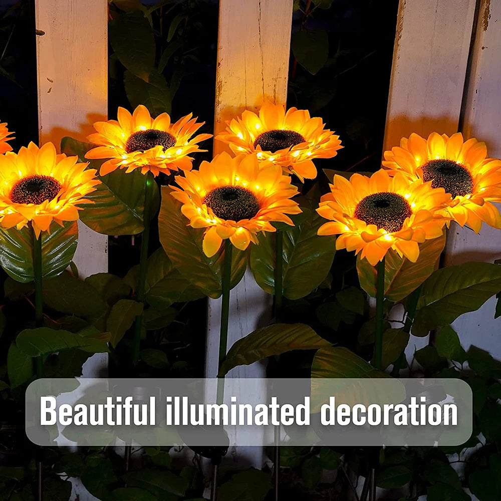 Solar Sunflowers Outside Garden Lawn Light IP65 Waterproof Solar Flowers Pathway Light for Patio Yard Wedding Holiday Decoration