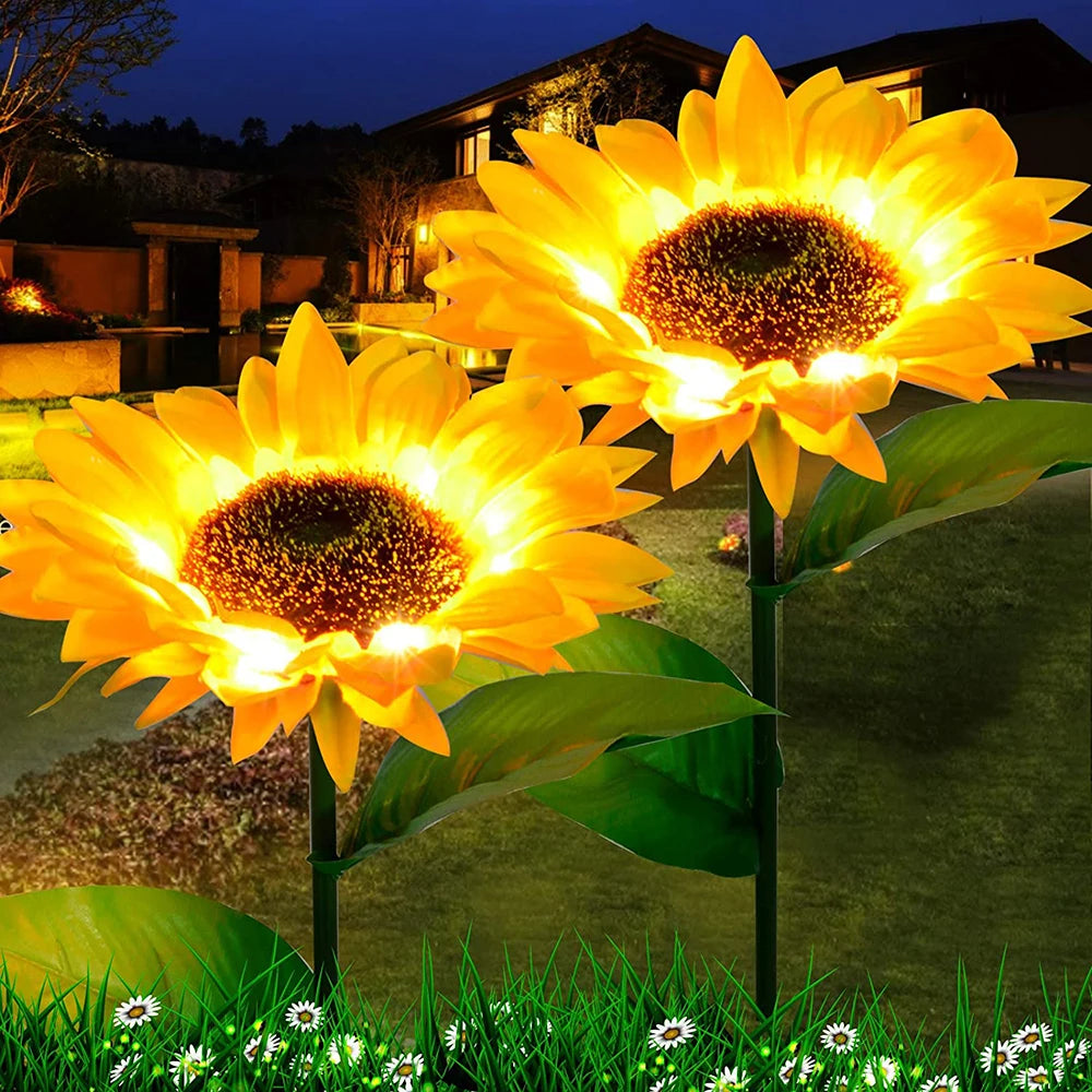Solar Sunflowers Outside Garden Lawn Light IP65 Waterproof Solar Flowers Pathway Light for Patio Yard Wedding Holiday Decoration
