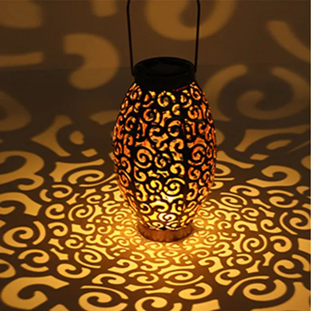Solar LED Light Outdoor Hanging Lantern Garden with Handle Retro Metal Waterproof Patio Yard Pathway Decorative for Christmas