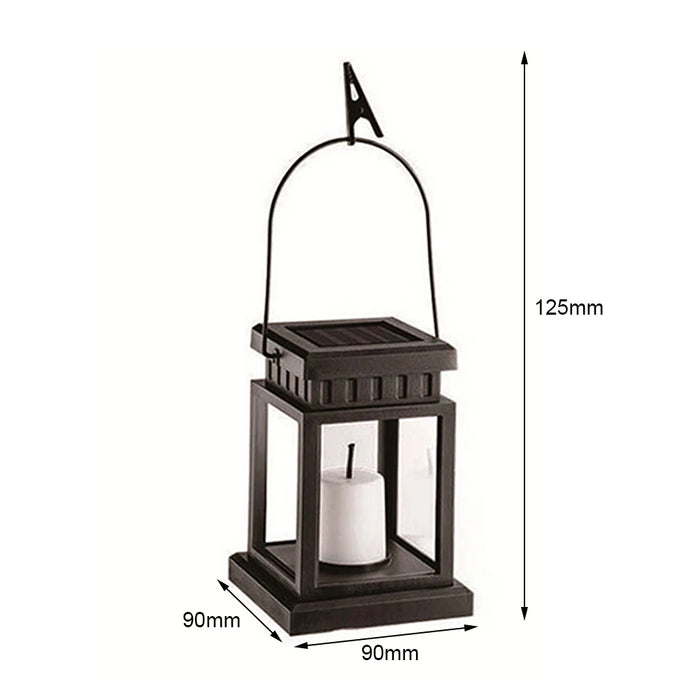 Retro Lantern Candle Twinkle Light Solar Powered Lamp Waterproof Outdoor Garden Decoration Light Warm Flame Flashing Tea Light