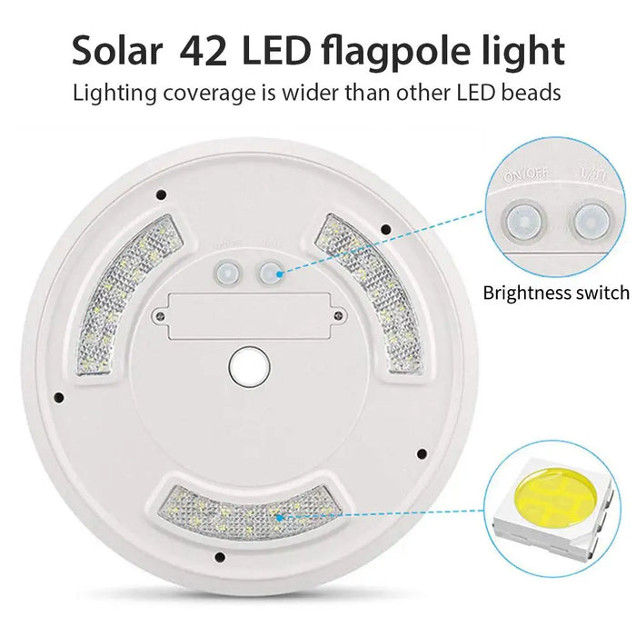 Solar Powered Flag Pole Light Emergency Ultra Bright Full Coverage Flagpole Downlight Adjustable Brightness Camping Outdoor 2020