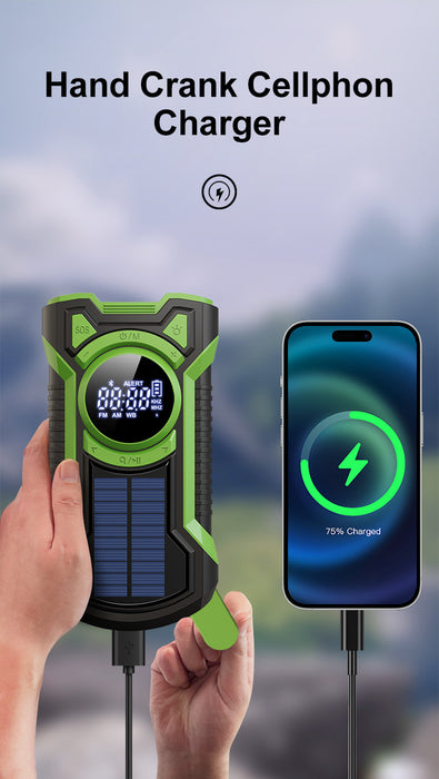Emergency Radio Hand Crank Solar 5000mAh, IP65 Waterproof Dustproof Bluetooth 5.3 Portable AM/FM/NOAA Weather Alert Radio