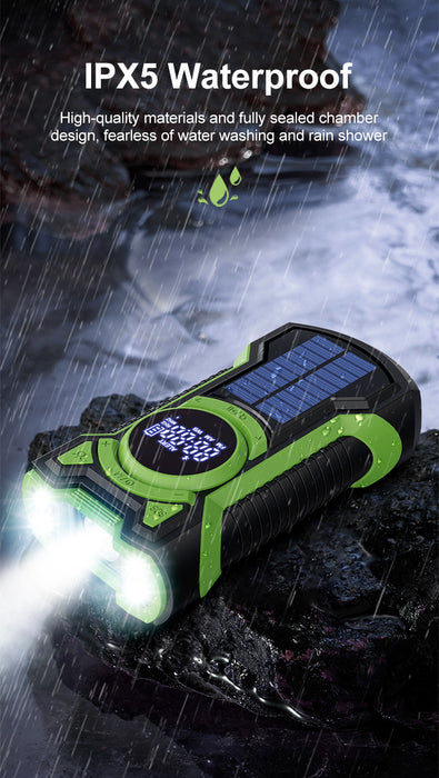 Emergency Radio Hand Crank Solar 5000mAh, IP65 Waterproof Dustproof Bluetooth 5.3 Portable AM/FM/NOAA Weather Alert Radio