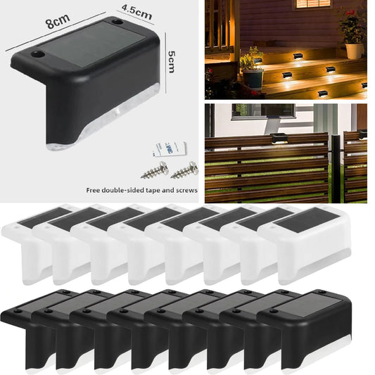 Solar Powered Step Lights Outdoor Courtyard Lights Fence Pole Lights Step Lights Decorative Landscape Lights Wall Fence Lights