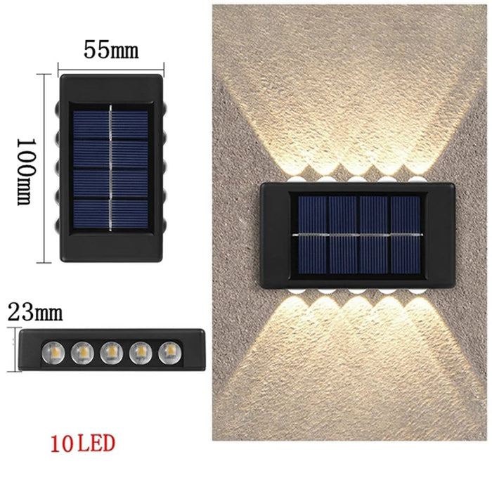 Solar Outdoor Wall Light 10 LED Waterproof Garden Light Courtyard Balustrade Decorative Atmosphere Lamp Down Luminous Solar Lamp