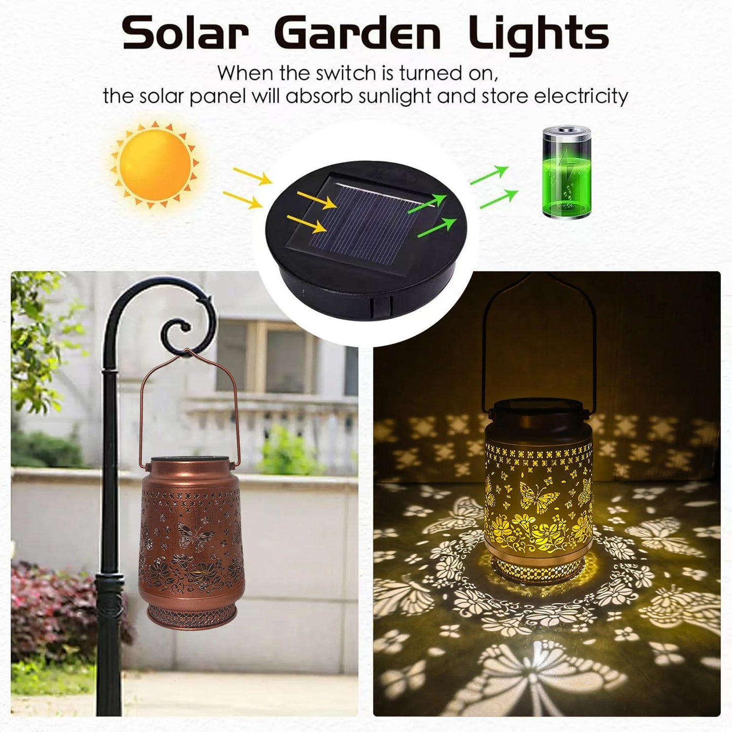 Butterfly Solar Lanterns Outdoor Waterproof Hanging LED Solar Lights Garden Decor for Outside Decoration Patio Yard Lawn Porch
