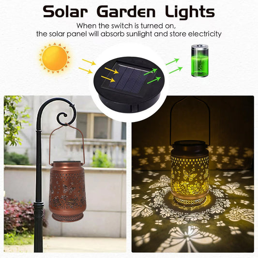 Butterfly Solar Lanterns Outdoor Waterproof Hanging LED Solar Lights Garden Decor for Outside Decoration Patio Yard Lawn Porch