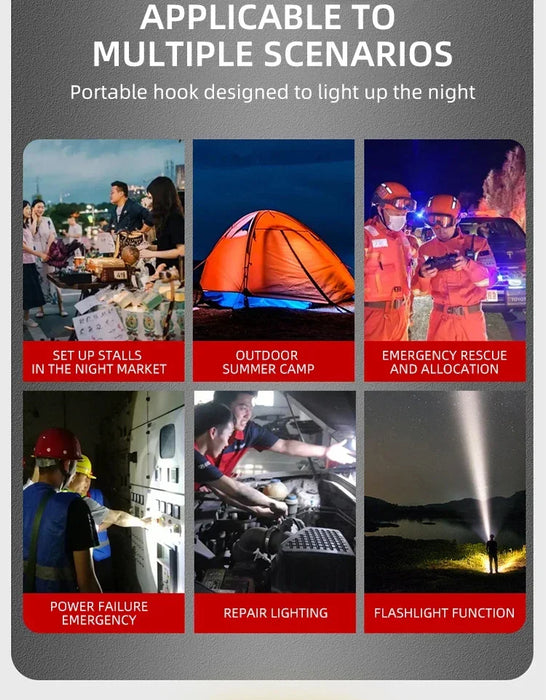 Solar LED Camping Light Bulb 6 Lighting Modes USB Rechargeable Power Bank Outdoor BBQ Tents Hanging Emergency Light