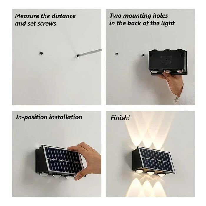 Solar Lights for Outside Solar Fence Lights Outdoor Waterproof LED Up and Down Solar Wall Lamp Porch Decor Garage Yard Garde