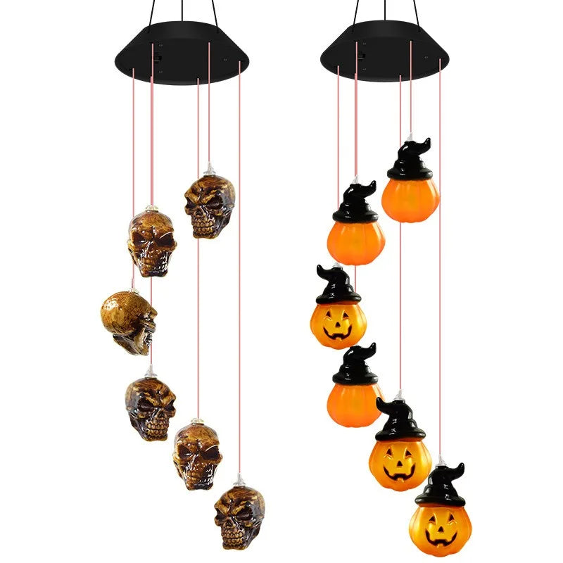 Solar Halloween String Lights Skull Ghost Pumpkin Heads Horror Outdoor Decor for Garden Yard Patio Haunted House Display