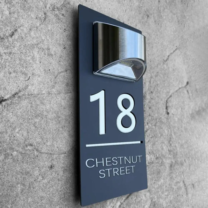 Customized House Sign Solar LED Light Modern Residential Address Sign Printing Address Plaque Street Name Door Plates