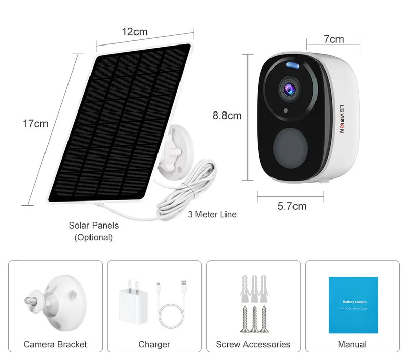 LS VISION Solar Security Cameras Wireless Outdoor 5MP UHD Battery Power WiFi Surveillance Color Night 2-Way Audio Motion Detect