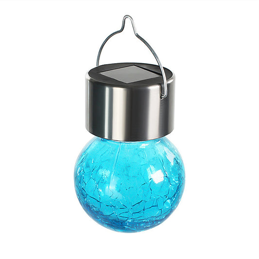 Outdoor Solar Crackle Lights Holiday Event Decoration Colorful Hanging Globe Lights With Hook Garden Outdoor Waterproof Solar