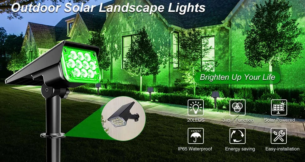 4pcs Solar Spotlight Outdoor Garden Wall Lamp for Tree Street Decor IP65 Waterproof LED Green Landscape Countyard Solar Light