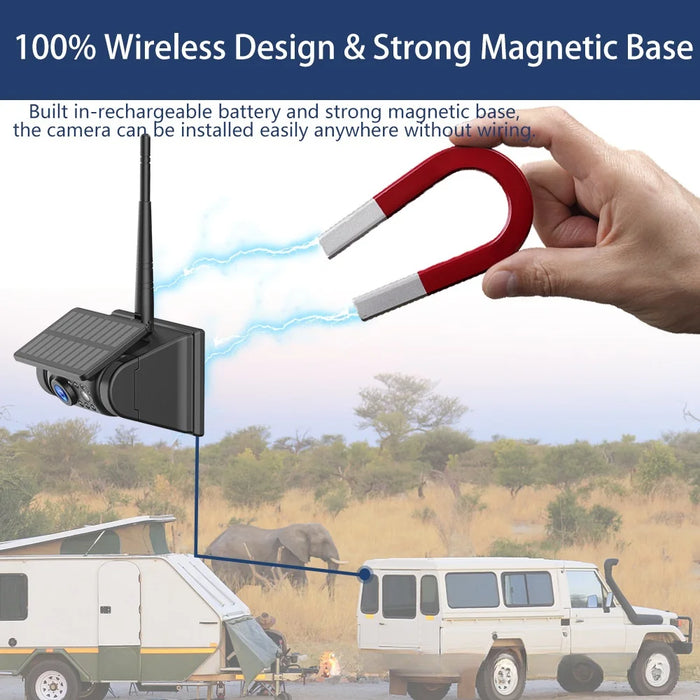 Solar Powered Reverse Camera, WIFI Wireless Camera, Car Mounted Camera, Magnetic Suction Camera Suitable for RVs and Trucks