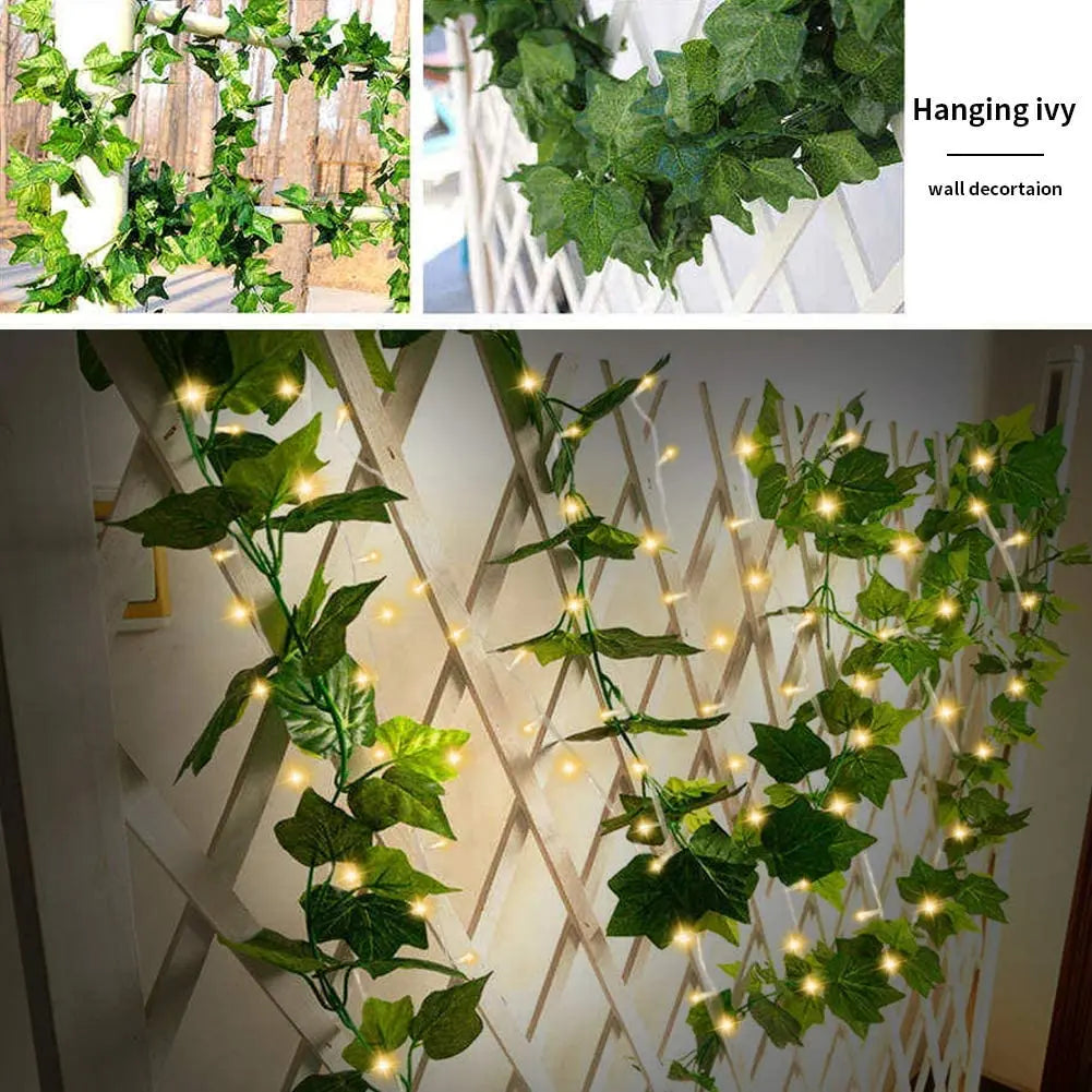 Solar String Light Artificial Leaf Flower Light Garland Christmas Decoration Outdoor Room Curtain Lamp for Wedding Party Garden