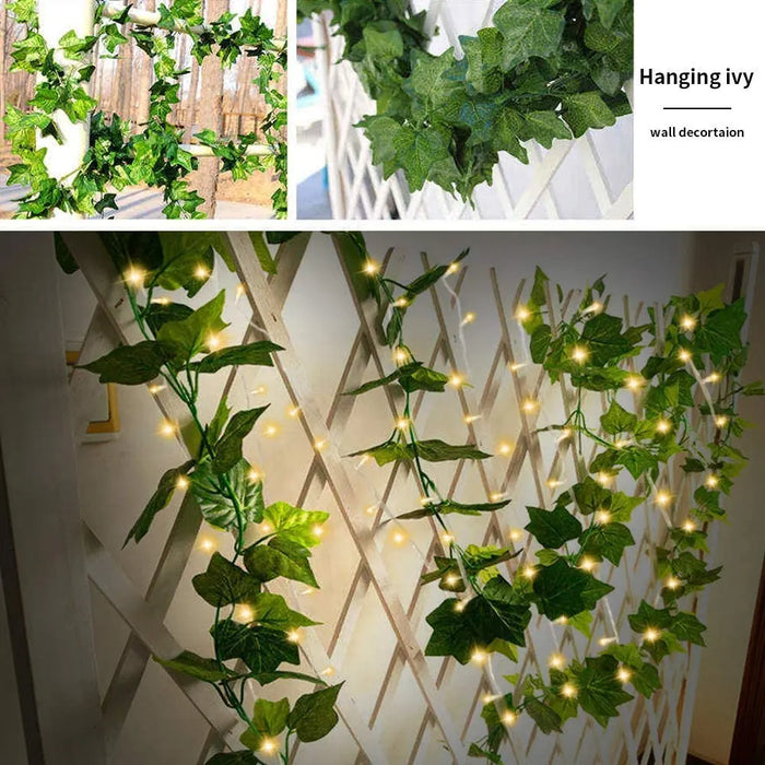 Solar String Light Artificial Leaf Flower Light Garland Christmas Decoration Outdoor Room Curtain Lamp for Wedding Party Garden