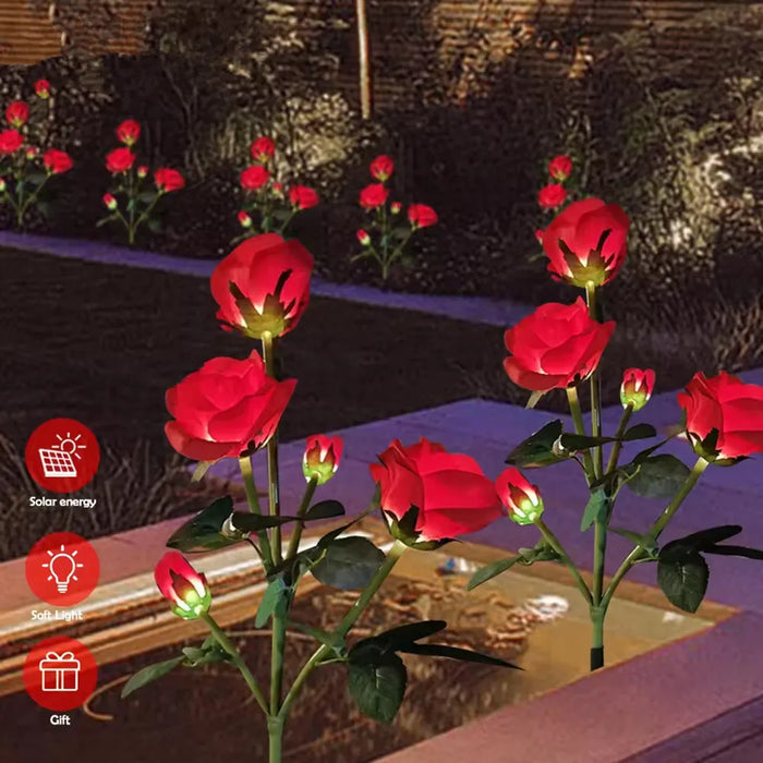Solar Lights Outdoor Decorative Solar Garden Lights Rose Flower Lawn Lamp for Yard Patio Garden Decor Flowers